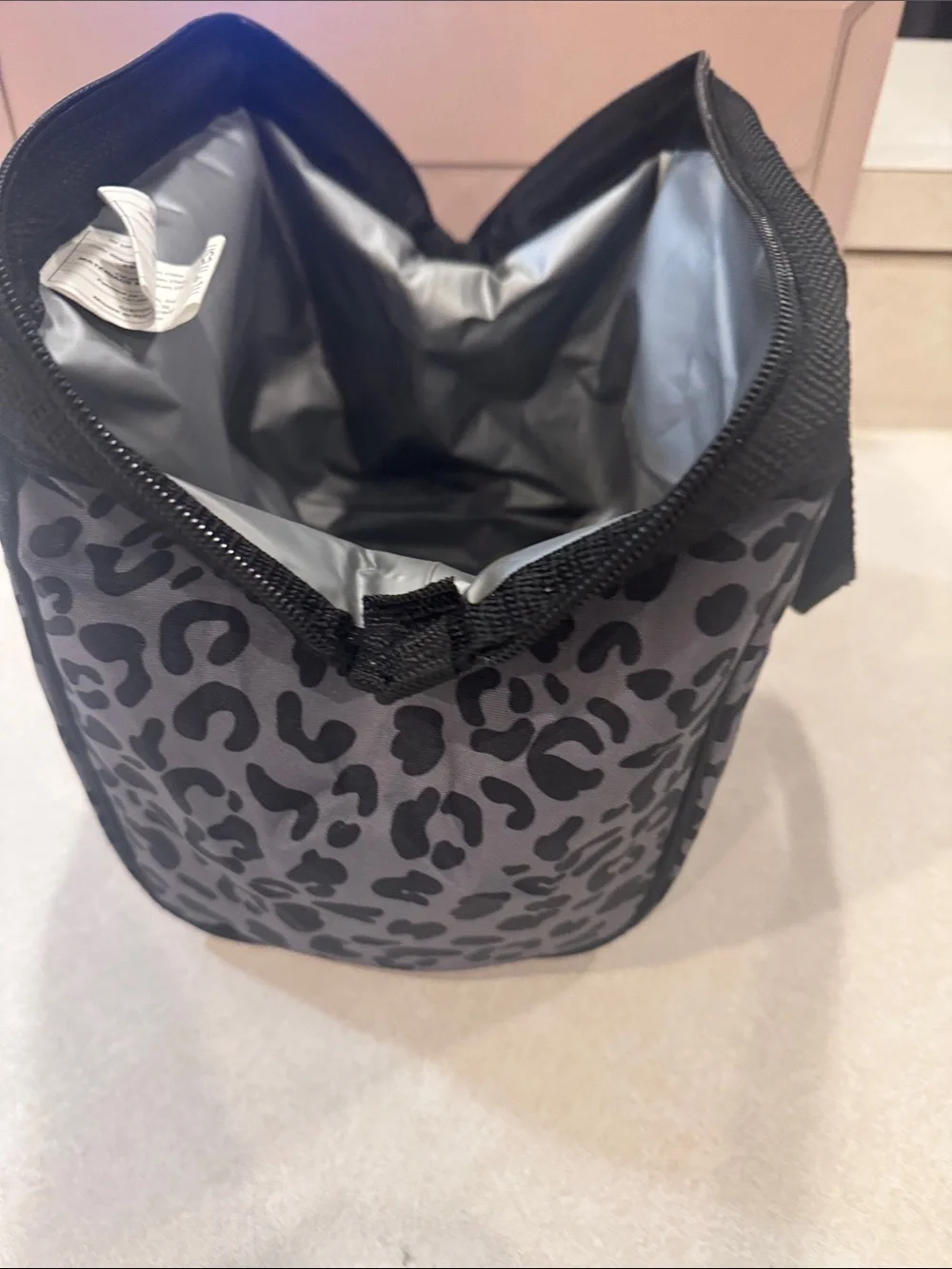 Fit + Fresh Gray Leopard Print Insulated Lunch Tote